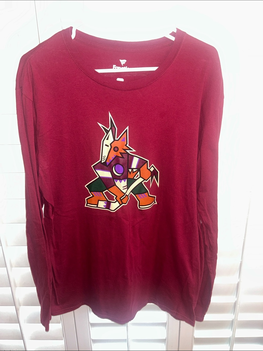 Fanatics Maroon Long Sleeve Tee with Colorful Geometric Coyote Graphic